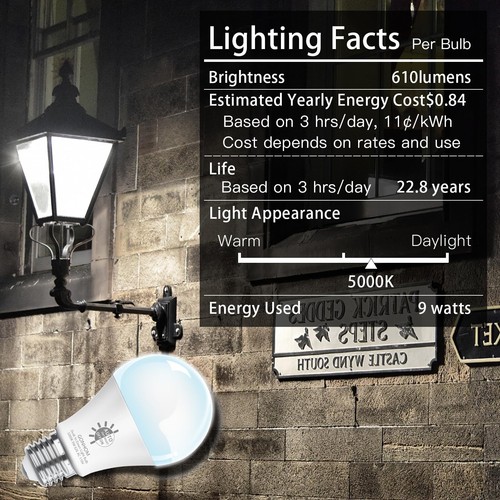 8 Pack Dusk to Dawn Light Bulbs Outdoor 5000K-Daylight 720LM 9W60W Equiva - Picture 6 of 7