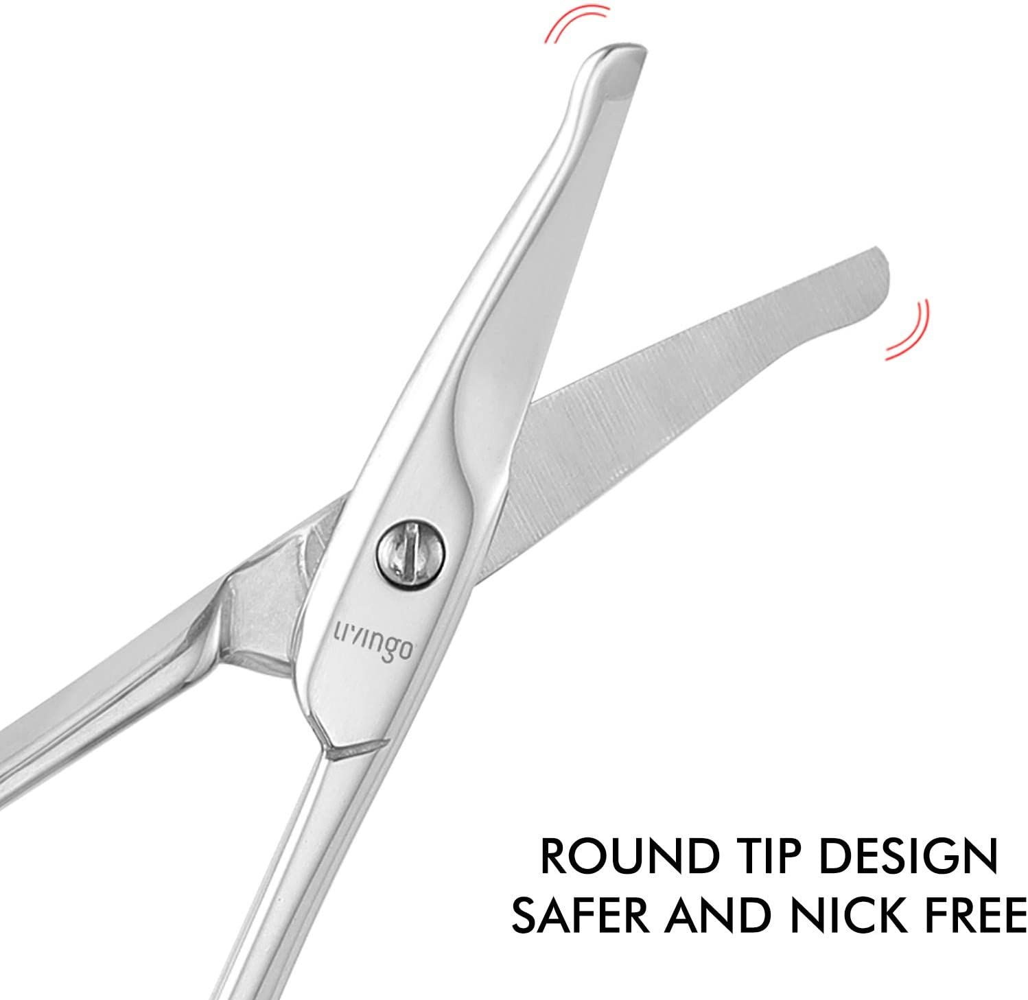 LIVINGO 3.75" Small Safety Facial Nose Hair Scissors, Curved Blade with