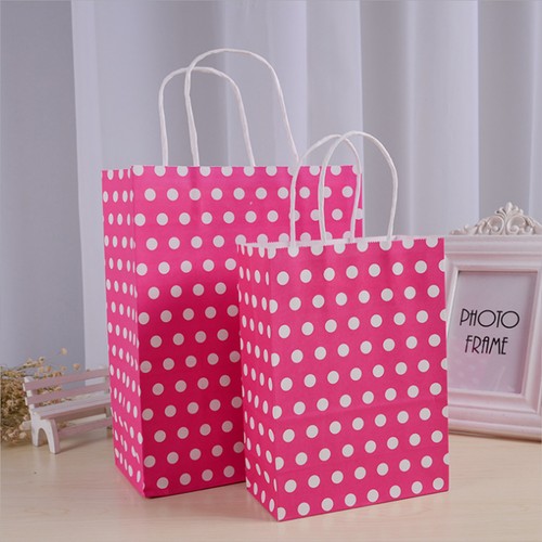 Purple Holiday Gift Bags w/ White Polka Dot Design 15x8x21cm (Pack of 12) - Picture 2 of 10