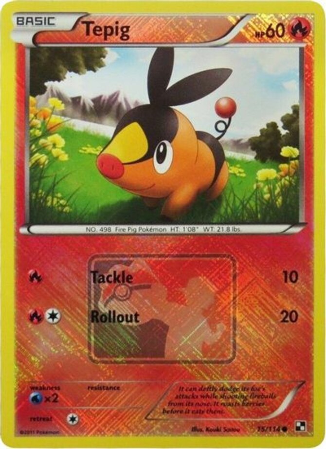 Tepig - 15/114 - Promotional - Crosshatch Holo Pokemon League Tepig Season 2011 