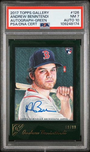 2017 TOPPS GALLERY #126 ANDREW BENINTENDI GREEN rookie auto psa 7 auto 10 /99