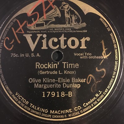 78 Elsie Baker GO TO SLEEP MY DUSKY BABY - ROCKIN TIMES - VICTOR 17918 E