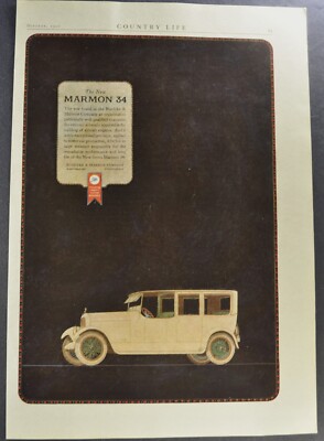 1920 Marmon 34 Town Car Large Size Print Ad Excellent Original 20