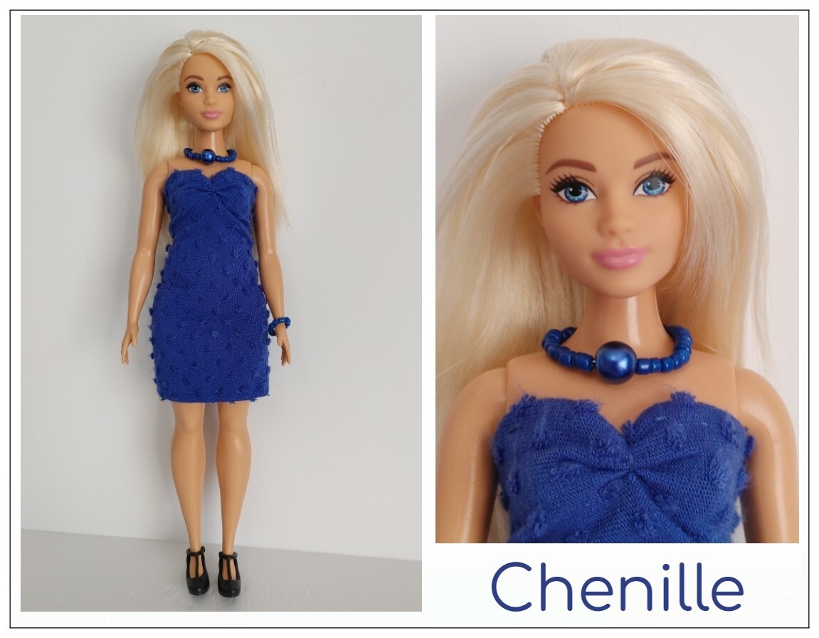 Curvy BB Doll Blue Dress with Jewelry Fashion Outfit No Doll Included