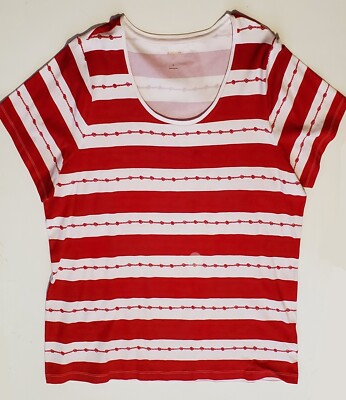 Liz Claiborne ~ Nautical Inspired Women's Short Sleeve Scoop Neck Shirt $40 NWT