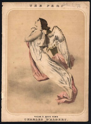 c1885 Peri - C D'Albert - Rare Color Original Sheet Music Lithograph