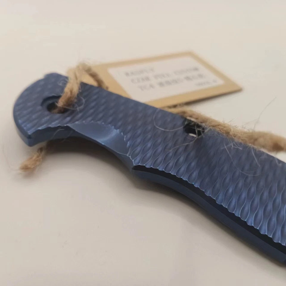 "Escala de mango TC4 con patrón de onda azul para cuchillos Rick Hinderer XM18 3,5""" Foto 4 de 4