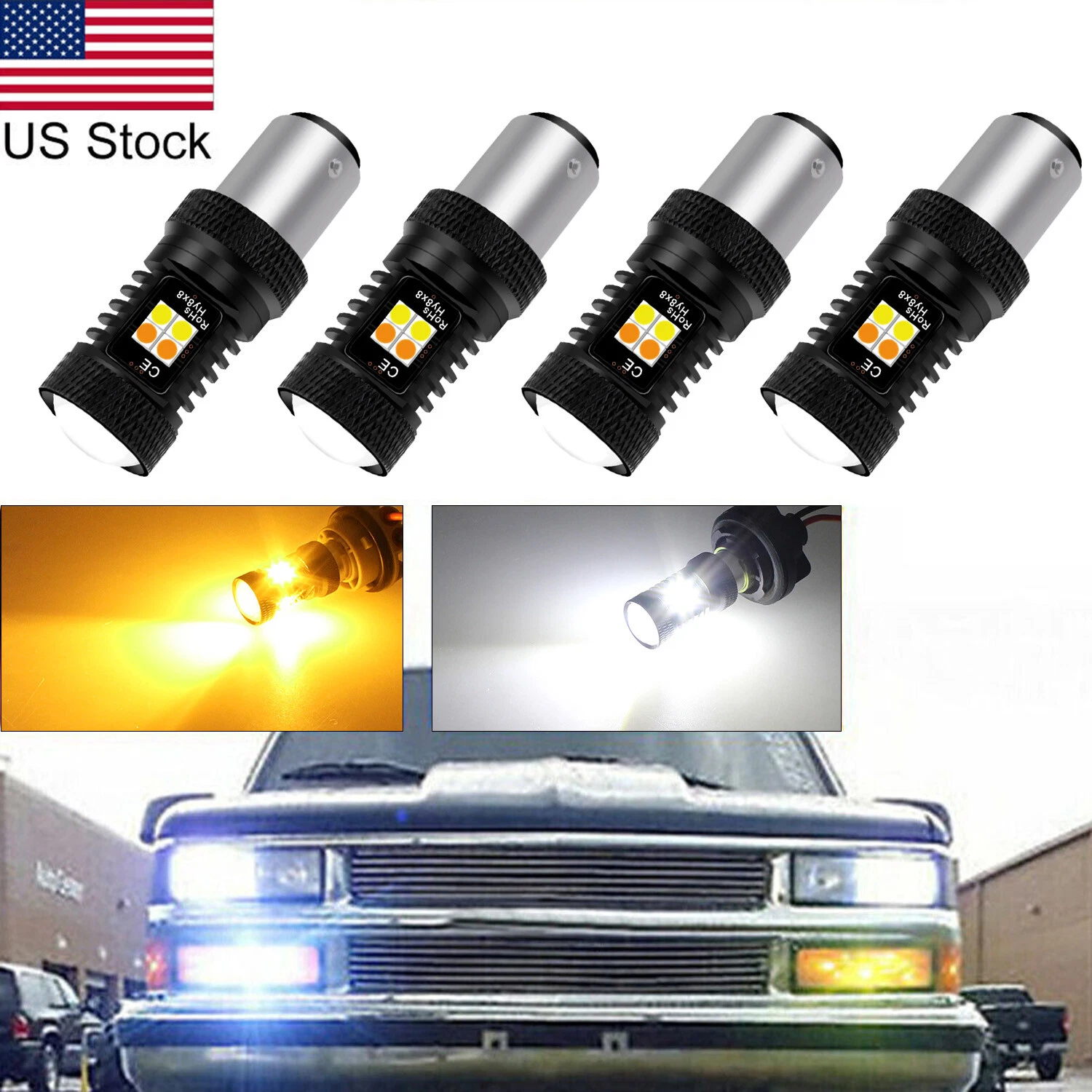 4Pack 2357 Switchback LED Turn Signal Light Bulb For Chevy GMC C1500 K1500 2500