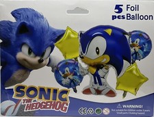 5 Pcs. Happy Birthday Sonic Balloons / 5 globos de Sonic