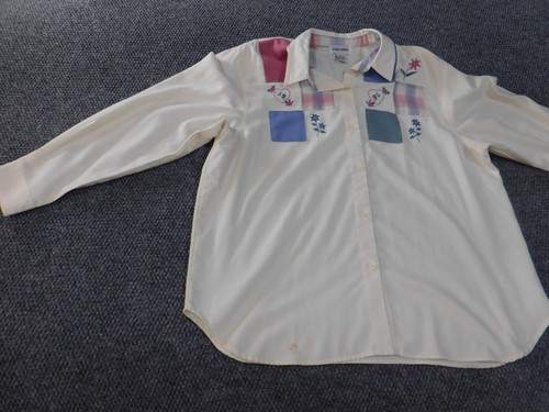 Alfred Dunner top size 20 white womens floral pockets button up polyester cotton - Picture 4 of 16