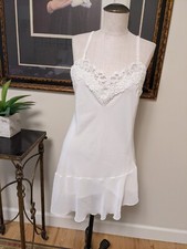 Linea Donatella Women Small Ivory Lingerie Beaded Asymmetrical Night Gown