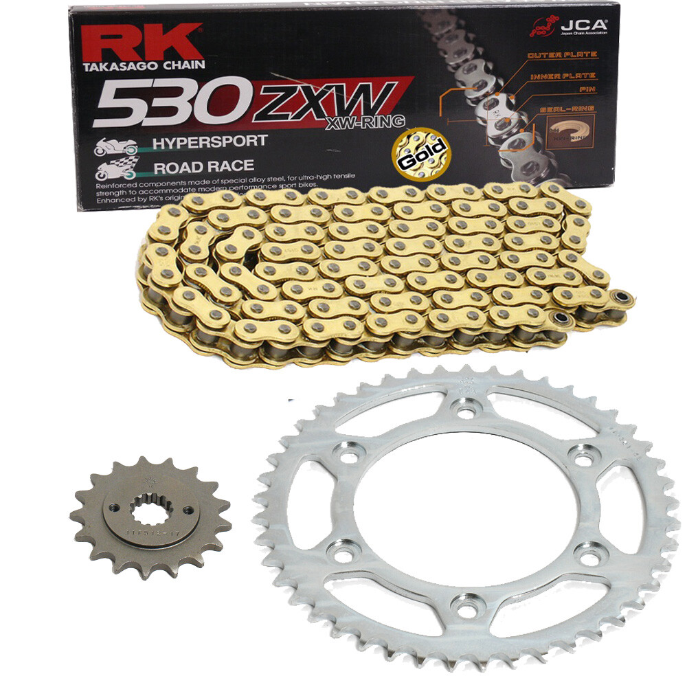 アブストラクトLJ ニンナトラフSET kj Chain Set Kawasaki ZX-9R Ninja 94-97 Chain RK GB 530 ZXW 112 GOLD