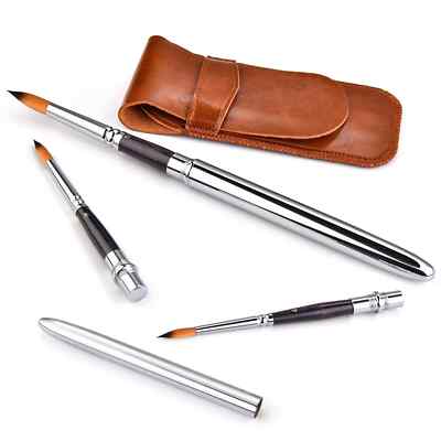 Aquarell Reise Pinsel Set - 3 Pinsel & Etui, Künstler Malpinsel