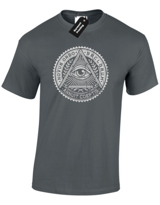 VINTAGE ILLUMINATI HERREN T-SHIRT TEE PYRAMIDE EYE CONSPIRACY ALL SEEING EYE TOP