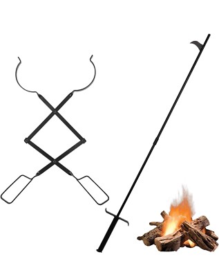 2-teiliges Feuerschürhaken-Set - Kaminzange & Werkzeug für Feuerstelle, Lagerfeuer, Kamin