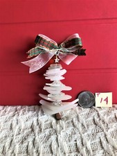 Genuine White/Seafoam Surf Tumbled Sea Glass Christmas Tree with Bow T14