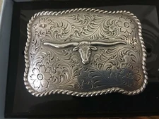 Nocona Belt Co Long Horn Belt Buckle New in Box