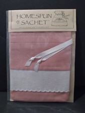Sachet Gift Bag Cross Stitch Homespun 14 count Treats Drawstring Pink 1989