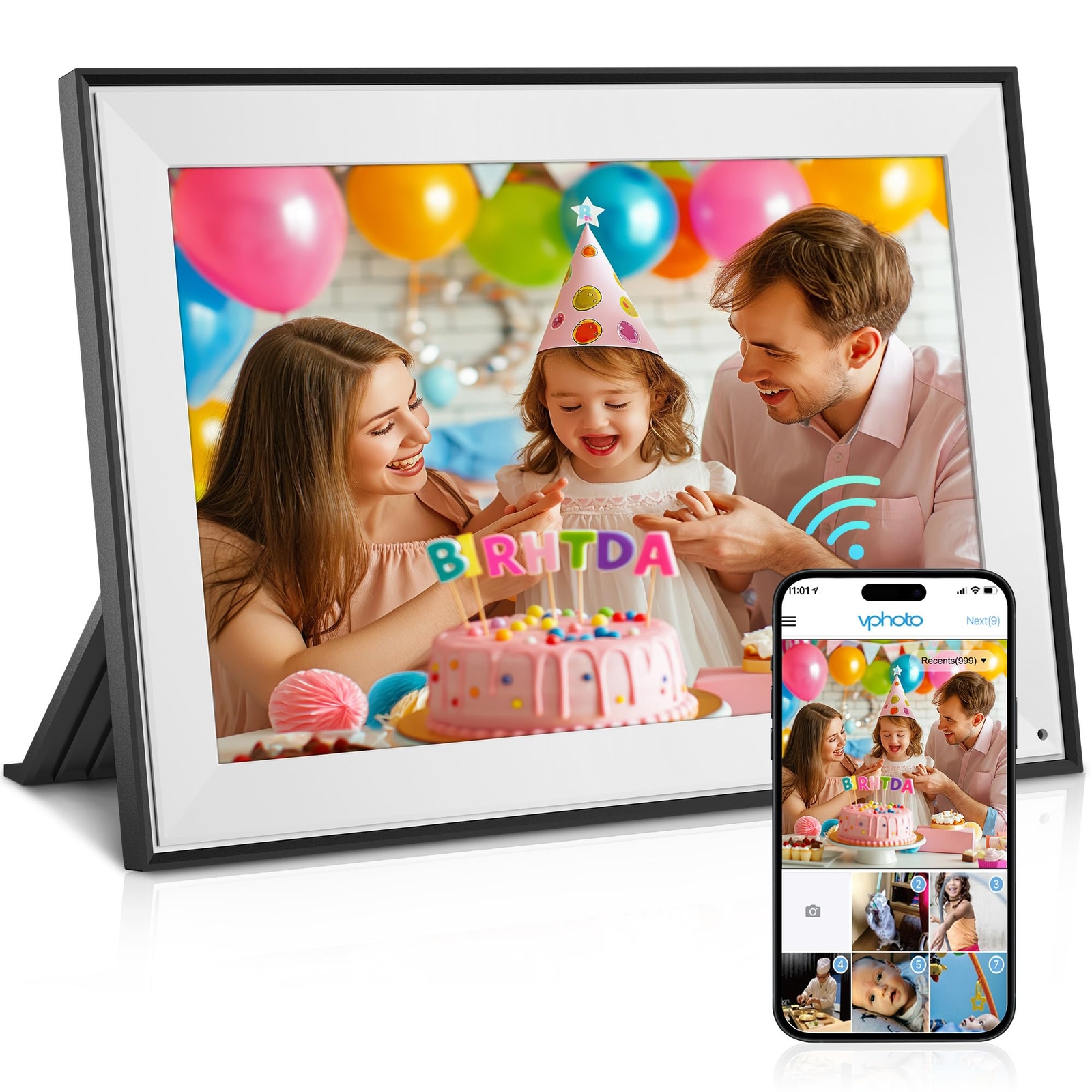 10.1 Inch WiFi Digital Frame with 32GB Storage and 1280x800 IPS Touchscreen
