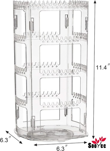 Sooyee 360 Rotating Earring Holder and Jewelry Organizer, 4 Tiers Clear - Picture 4 of 6