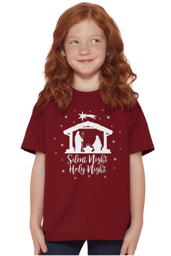Christian Christmas Silent Night Holy Night Girls Youth Crewneck T Shirts Tees - Picture 5 of 8