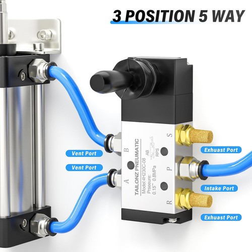 1/4" NPT 5-Wege 3 Positionen Luft Handhebel betätigtes Ventil pneumatisches Magnetventil - Bild 6 von 7