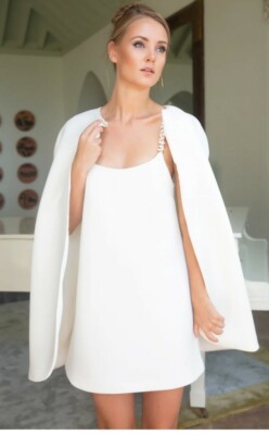 Ilona Rich Luxury White Cape Women's Size XS NWT