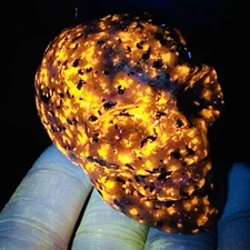 Natural Polished Yooperlite Flame Stone Skull Quartz Crystal Skull Reiki 2" Gift