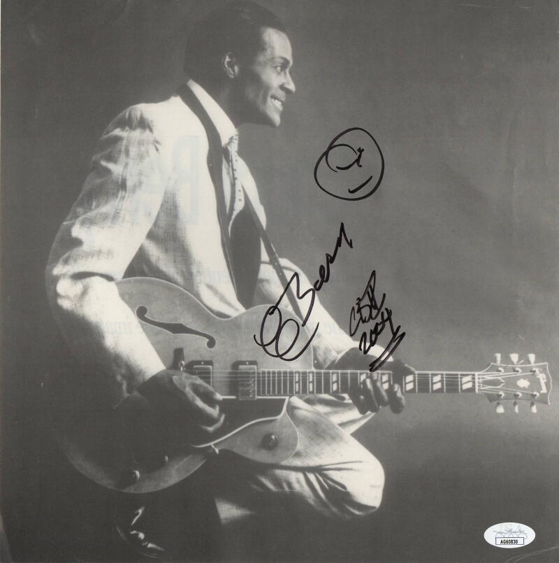 Chuck Berry & Charles Berry Jr Signed Autograph 11x11 Magazine