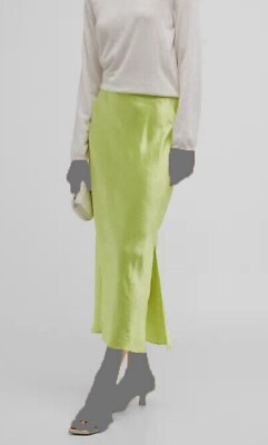 $325 Vince Women's Lime Green Side Slit Slip Skirt Size L