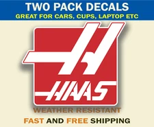 Haas F1 Racing Decal Stickers, Haas Formula 1 Team 2 Pack Weather Resistant