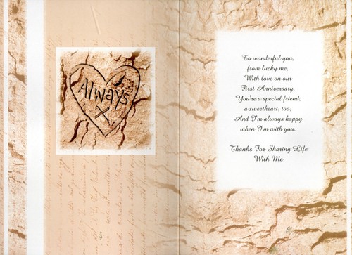Large OUR 1ST ANNIVERSARY Card, Beach Heart Always by Edge Publishing + Envelope - Picture 2 of 4