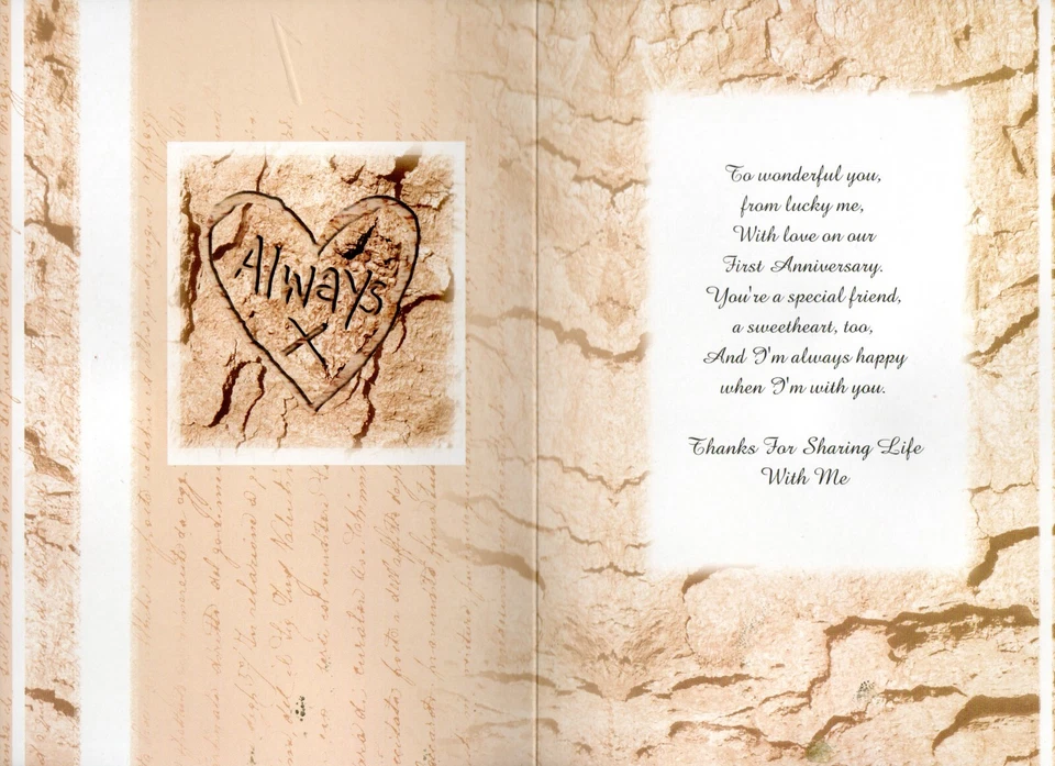 Tarjeta grande NUESTRO PRIMER ANIVERSARIO, Beach Heart Always by Edge Publishing + sobre Foto 2 de 4