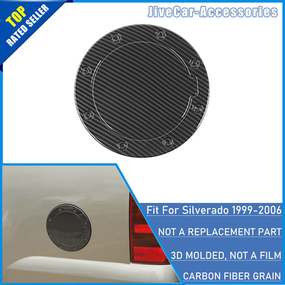 Carbon Gas Cap Door Fuel Tank Cover Trim For Chevy Silverado Sierra Tahoe 99-06