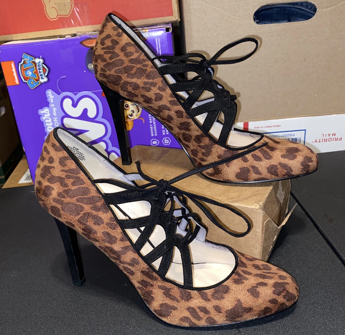 NINE WEST Women s Shoes Animal Print Leather High Heels Leopard