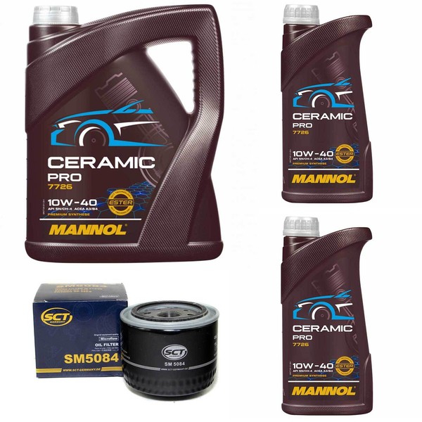 MotoröL Set Mannol 10W-40 Ceramic Pro 7 Liter + ÖLfilter FüR Fiat Ducato 2.3 Jtd-image