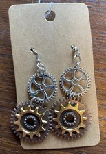 Steampunk Earrings Pierced with Hook Post Stopper New