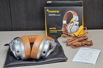 Maono MH700 Professional Monitor Headphones - Brown + Silver - New in Open Box!