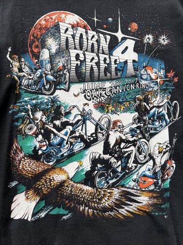 Born Free 4 Harley Chopper Motorcycle Show Silverado CA Biker Art T Shirt LG - Picture 2 of 8