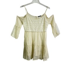 Vivid Importers Dress Womens Large White Lace Cold Shoulder Boho Lined Style 101