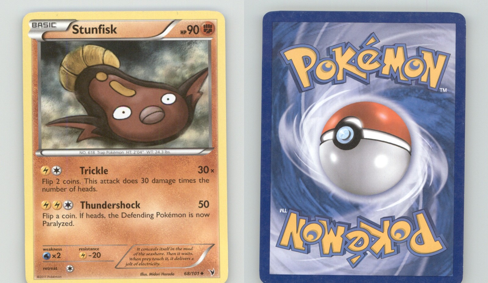 STUNFISK 68/101 UNCOMMON NOBLE VICTORIES POKEMON LIGHTLY PLAYED