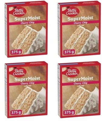 Betty Crocker Super Moist Cherry Chip Cake Mix, 375g (4 Pack)