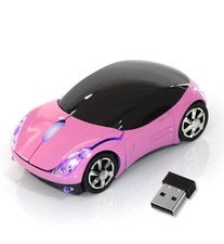 Sports 3D Car Shaped Wireless Optical Mouse Mini Cordless PINK