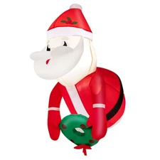 Inflatable Santa Claus Broke Out from Window Blow Up w/Built-in LED Lights