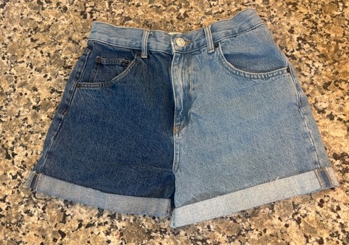 BDG Urban Outfitters Women's Mom Shorts High Rise Size W28 Two-Tone Blue
