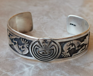 Massiver Armreifen Armspange 925 Sterlingsilber Indianerschmuck Hopi Overlay