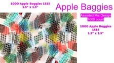Apple Baggies 1515 1.5"x1.5" 1000 ASSORTED DESIGNS 10 Packs x 100 In Ea. Pack 