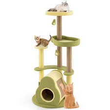 Avocado Cat Tree Multi-level Cat Tower w/ Private Condo Cat Self-grooming Brush