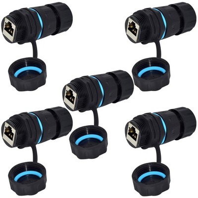 Panel Mount Shielded RJ45 CAT6 Waterproof Extender Coupler M23 IP68 5 PCS