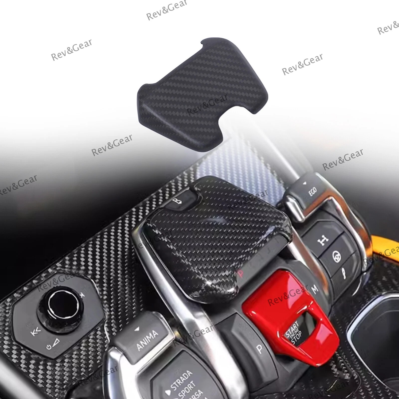 For Lamborghini URUS Center Switch P Gear Button Trim Cover Matte Carbon Fiber